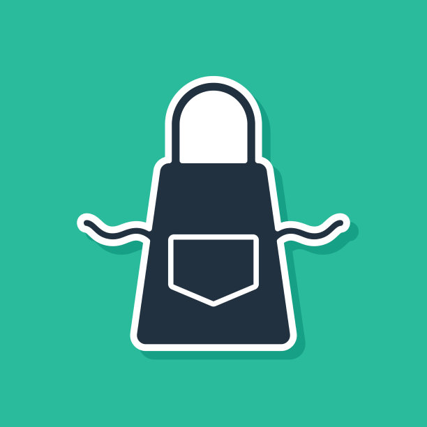 蓝色厨房围裙图标孤立在绿色图片下载