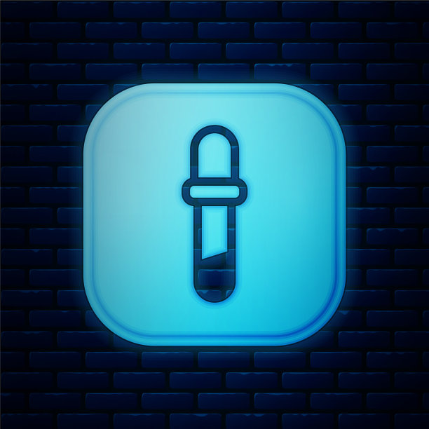 发光的霓虹灯吸管图标孤立在砖墙图片下载