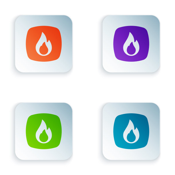 彩色火焰图标隔离在白色背景上图片下载