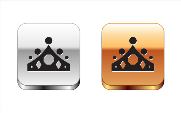 黑色国王皇冠图标孤立在白色背景图片下载