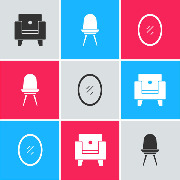 设置扶手椅和镜子图标图片下载