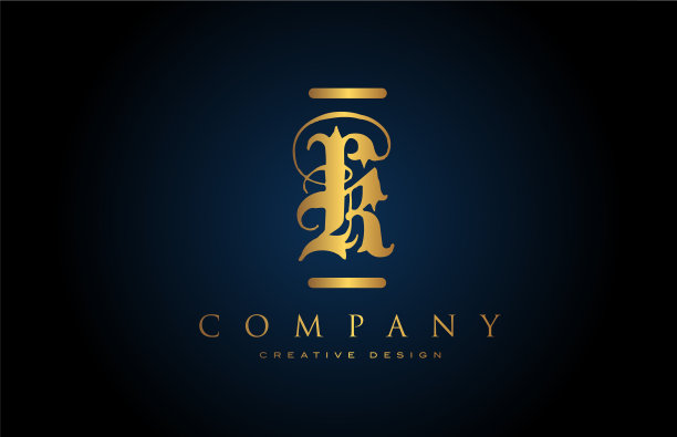 复古金k字母标志图标图片下载