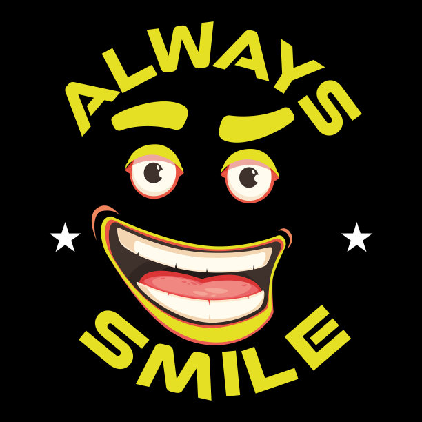 永远微笑标语t恤设计图片下载