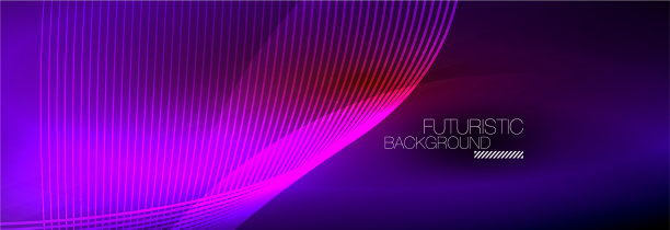 抽象的霓虹灯在黑暗中发出波浪般的光图片下载