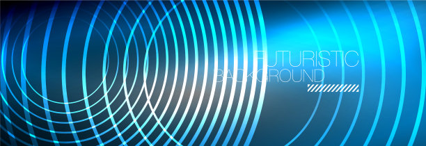 暗抽象背景与发光的霓虹灯圈图片下载