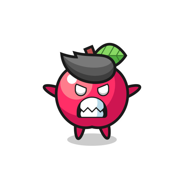 表情愤怒的苹果吉祥物人物图片下载