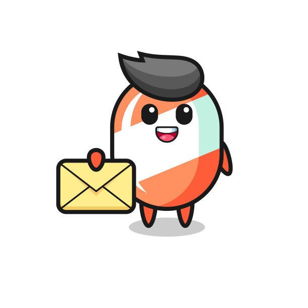 拿着黄色字母的卡通糖果图片下载