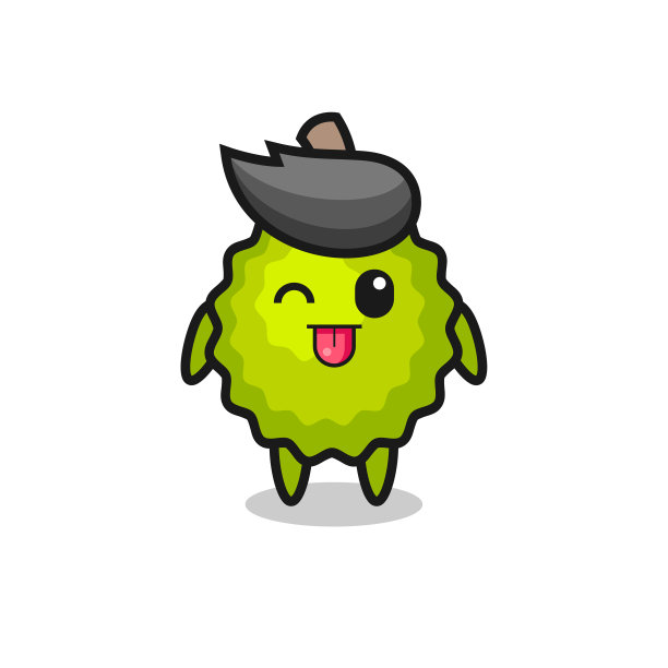可爱的榴莲角色在甜蜜的表情的同时图片下载