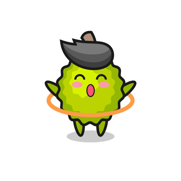 可爱的榴莲卡通正在玩呼啦圈图片下载