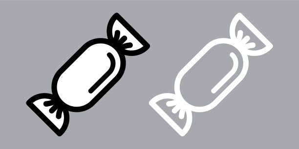 糖果图标以细线风格孤立在灰色上图片下载