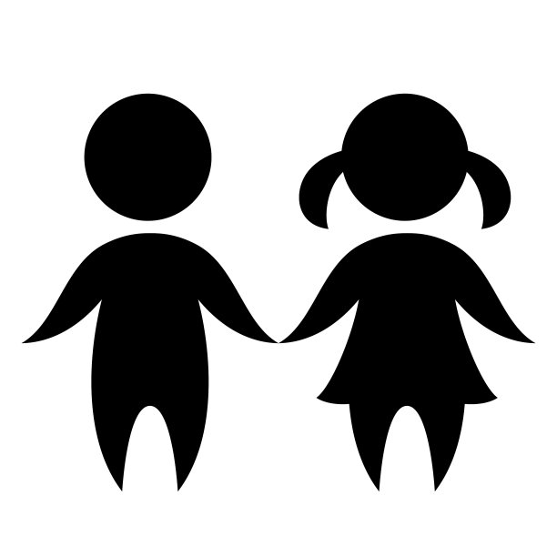 孩子剪影图标男孩和女孩图片下载