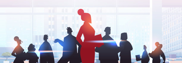 红色女商人领袖剪影站在图片下载