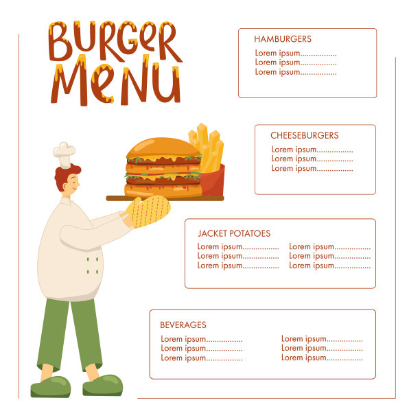 汉堡菜单手写快餐标志图片下载