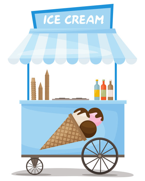 五颜六色的冰淇淋车街边小摊图片下载