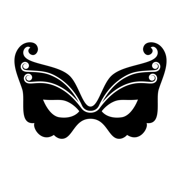 黑色匿名面具图标隔离在白色图片下载