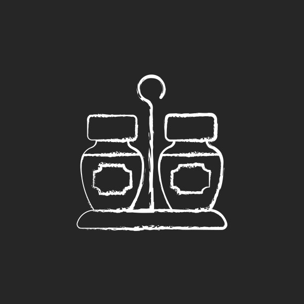 调味品设置粉笔白色图标在黑暗的背景图片下载