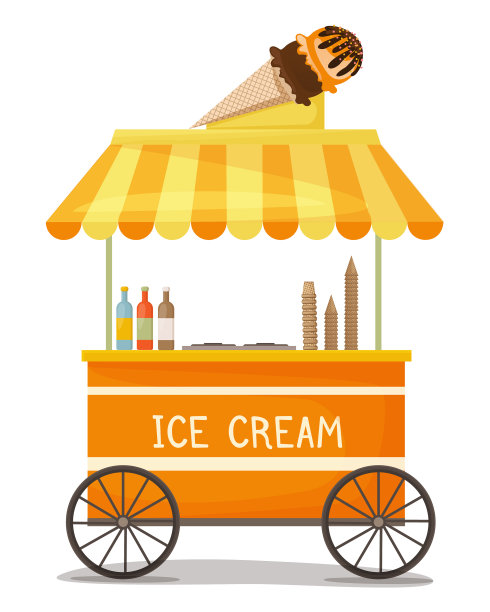 五颜六色的冰淇淋车和冰淇淋蛋筒图片下载