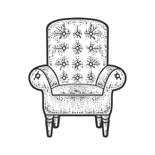 扶手椅线条素描图片下载