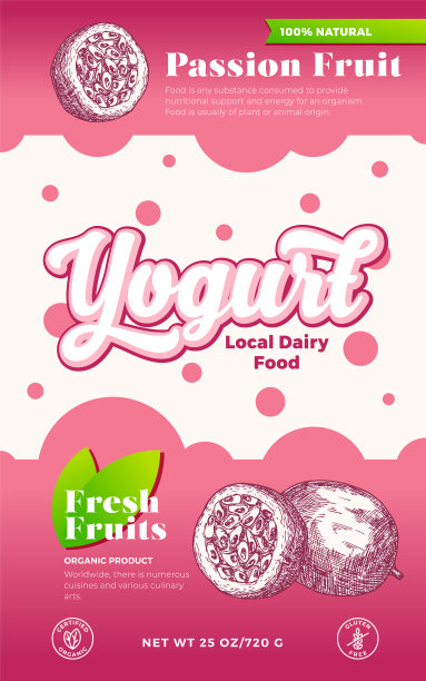 水果和浆果酸奶标签模板摘要图片下载