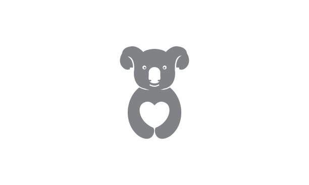 可爱的动物考拉与爱标志符号图标图片下载
