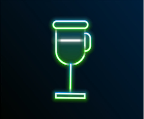 发光的霓虹灯线爱尔兰咖啡图标孤立图片下载
