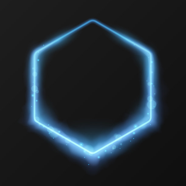 六角框架发光的火花。图片下载
