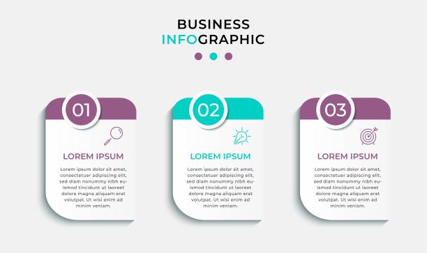 矢量信息图形设计业务模板与图标和3个选项或步骤。可用于流程图，演示文稿，工作流布局，横幅，流程图，信息图图片下载