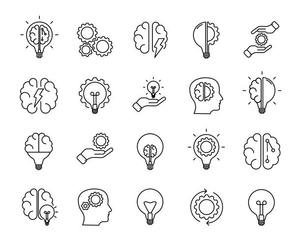 头脑风暴图标设置人工光脑图片下载