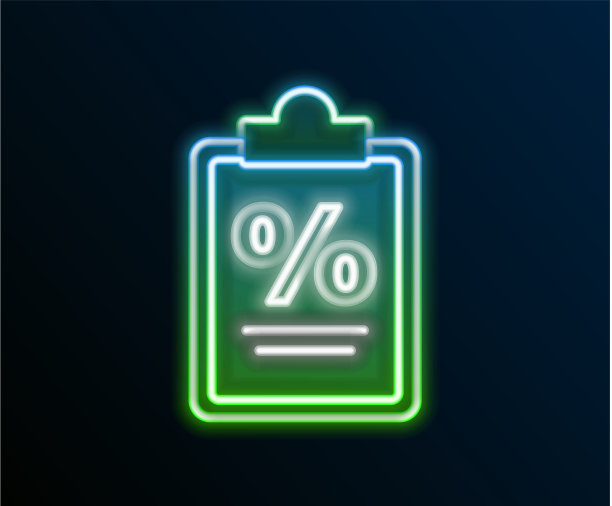 发光的霓虹灯线财务文件图标孤立图片下载