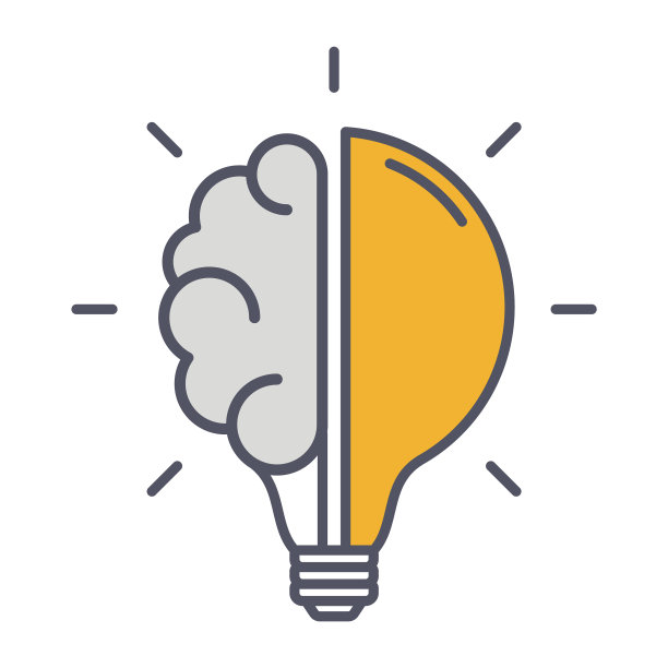 创意细线图标大脑在灯泡图片下载
