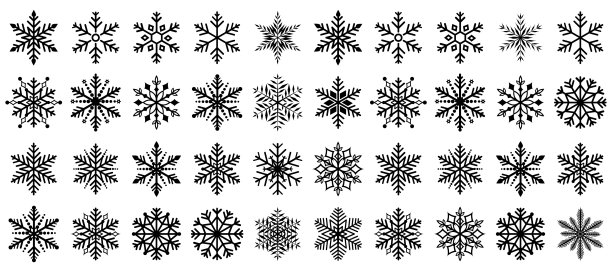 雪花冬设黑色隔离图标图片下载
