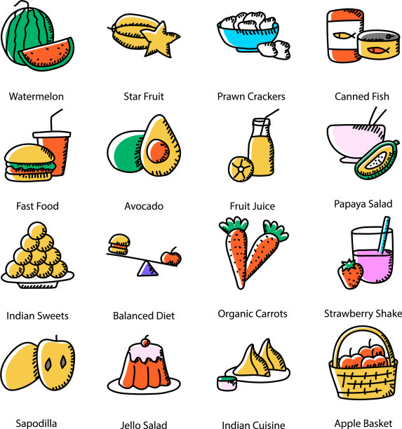 包装营养食物涂鸦图标图片下载