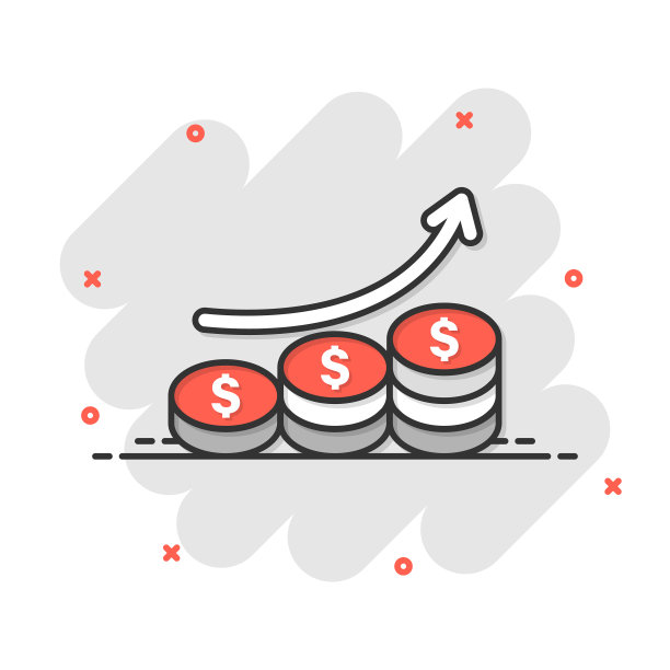 在漫画风格的财政收入增加图标图片下载