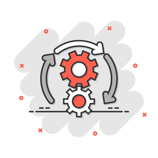 工作流图标在漫画风格齿轮有效图片下载