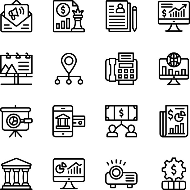 成组商业报告线性图标图片下载