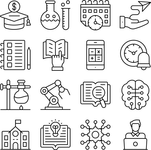 学校和教育线性图标包图片下载