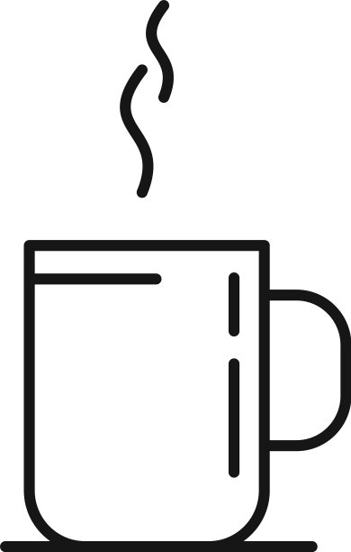 家庭办公室咖啡杯图标轮廓风格图片下载