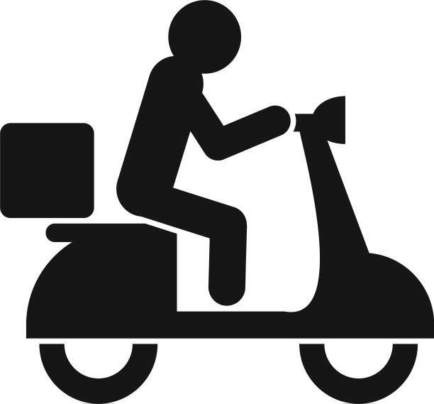 滑板车送货上门图标简单风格图片下载