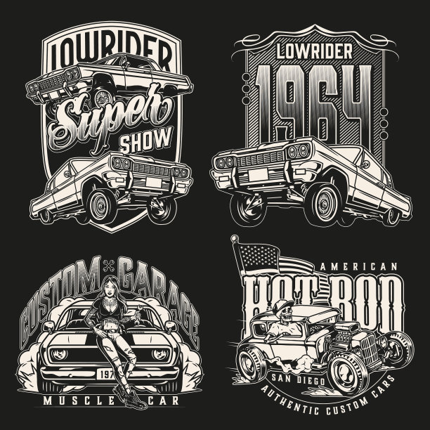 美国定制汽车复古标志图片下载