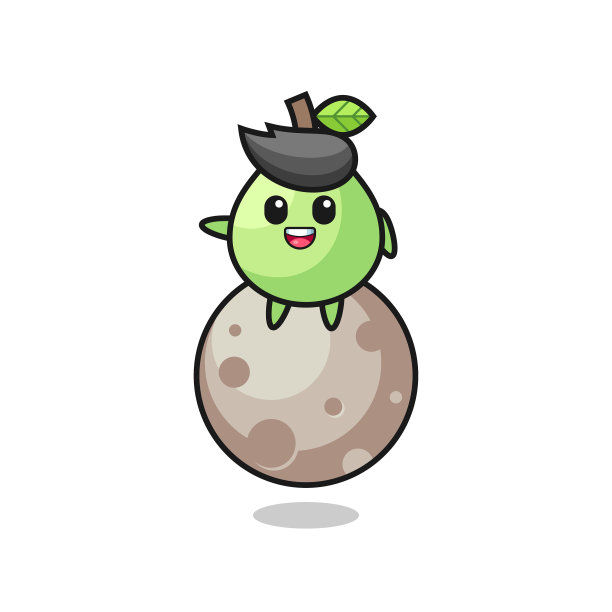 番石榴卡通坐在月亮上图片下载