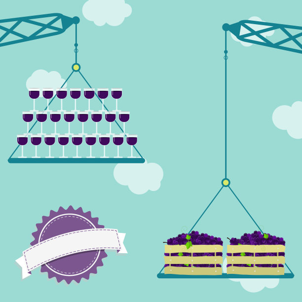 鹤与葡萄和玻璃酒图片下载