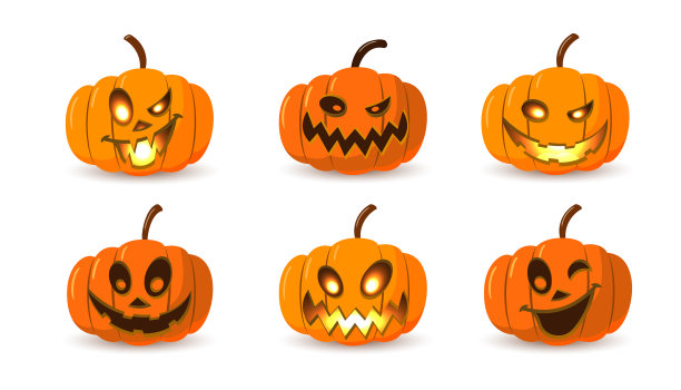 万圣节南瓜图标设置秋天符号3d图片下载