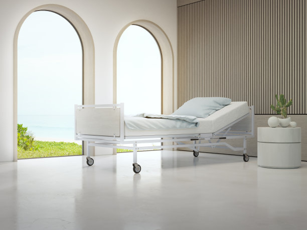 在医疗旅游理念中，拥有海滩和海景的豪华病房。图片下载
