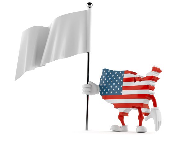 美国人手持空白旗帜图片下载