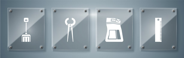 集尺、水泥袋、钳子和雪图片下载