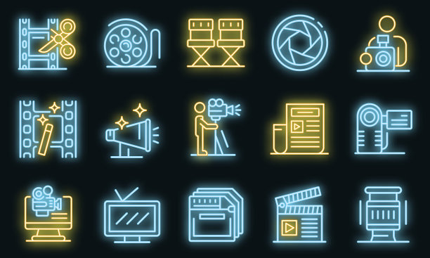 摄影师的图标设置为霓虹灯图片下载