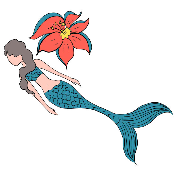 海的美人鱼与珊瑚花瞬间印我图片下载