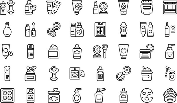 韩国化妆品图标轮廓风格图片下载