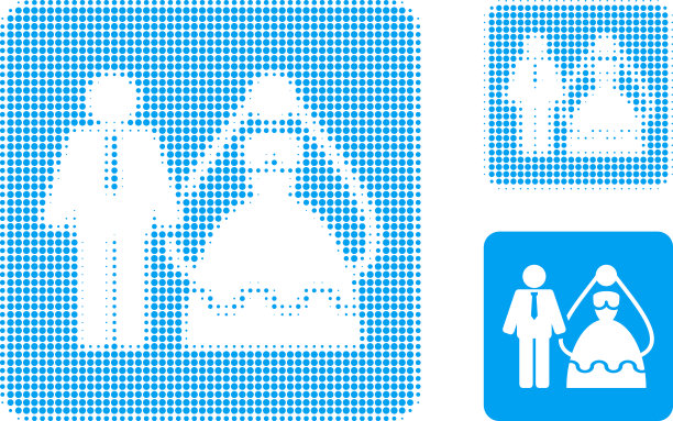 新娘和新郎半色调点图标图片下载