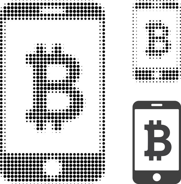 移动比特币银行半色调点图标图片下载